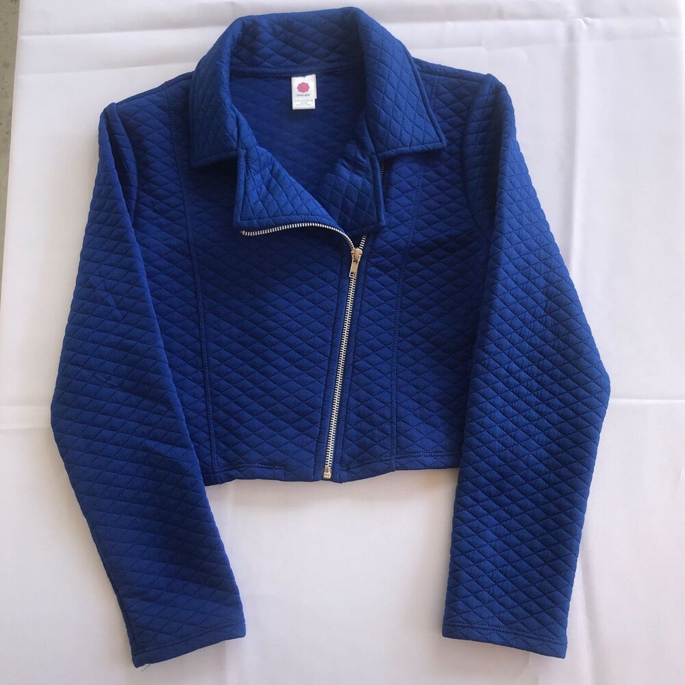 Brand Girls Crop Jacket Total Girl Plus Size L 14 1/2- 16 1/2 Royal Blue